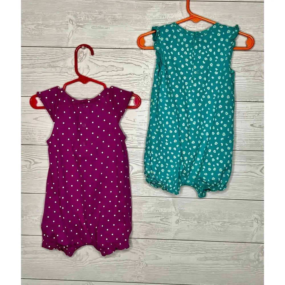 Carter’s Baby girl bundle of  2 bubble rompers playwear ruffles Size 18 months